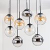 Gastor Hanglamp, Kogellampje, Hanglamp Amber, Chroom, Duidelijk, Rookkleurig, 8-lichts