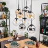 Gastor Hanglamp, Kogellampje, Hanglamp Amber, Chroom, Duidelijk, Rookkleurig, 8-lichts