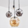 Koyoto Hanglamp, Kogellampje, Cluster hanglamp Amber, Chroom, Duidelijk, Rookkleurig, 4-lichts