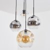Koyoto Hanglamp, Kogellampje, Cluster hanglamp Amber, Chroom, Duidelijk, Rookkleurig, 4-lichts