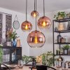 Koyoto Hanglamp, Kogellampje, Cluster hanglamp Duidelijk, Koperkleurig, 4-lichts