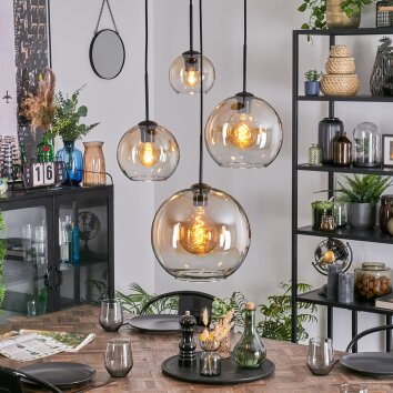 Koyoto Hanglamp, Kogellampje, Cluster hanglamp Amber, Duidelijk, 4-lichts