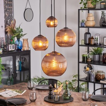 Koyoto Hanglamp, Kogellampje, Cluster hanglamp Koperkleurig, 4-lichts