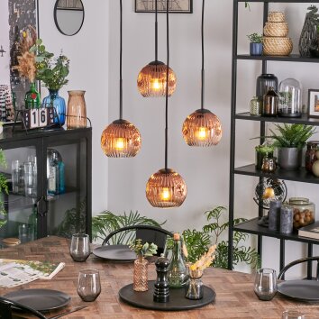Ripoll Hanglamp, Kogellampje, Cluster hanglamp Duidelijk, Koperkleurig, 4-lichts