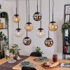 Gastor Hanglamp, Kogellampje, Hanglamp Amber, Chroom, Duidelijk, Rookkleurig, 8-lichts