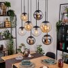 Gastor Hanglamp, Kogellampje, Hanglamp Amber, Chroom, Duidelijk, Rookkleurig, 8-lichts