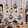 Gastor Hanglamp, Kogellampje, Hanglamp Amber, Chroom, Duidelijk, Rookkleurig, 8-lichts