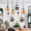 Gastor Hanglamp, Kogellampje, Hanglamp Amber, Chroom, Duidelijk, Rookkleurig, 8-lichts