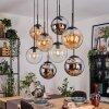 Gastor Hanglamp, Kogellampje, Hanglamp Amber, Chroom, Duidelijk, Rookkleurig, 8-lichts