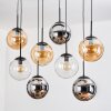 Gastor Hanglamp, Kogellampje, Hanglamp Amber, Chroom, Duidelijk, Rookkleurig, 8-lichts