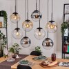 Gastor Hanglamp, Kogellampje, Hanglamp Amber, Chroom, Duidelijk, Rookkleurig, 8-lichts