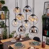 Gastor Hanglamp, Kogellampje, Hanglamp Amber, Chroom, Duidelijk, Rookkleurig, 8-lichts