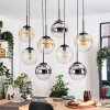 Gastor Hanglamp, Kogellampje, Hanglamp Amber, Chroom, Duidelijk, Rookkleurig, 8-lichts