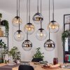 Gastor Hanglamp, Kogellampje, Hanglamp Amber, Chroom, Duidelijk, Rookkleurig, 8-lichts