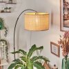 Sabadim Staande lamp, Booglampen Nikkel mat, Zwart, 1-licht, Stoffen lampenkap