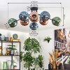 Ripoll Plafondlamp, Kogellampje Blauw, Groen, Koperkleurig, 8-lichts