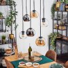 Koyoto Hanglamp, Kogellampje, Hanglamp Amber, Chroom, Duidelijk, Rookkleurig, 6-lichts