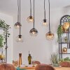 Koyoto Hanglamp, Kogellampje, Hanglamp Amber, Duidelijk, Rookkleurig, 6-lichts