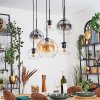 Koyoto Hanglamp, Kogellampje, Hanglamp Amber, Duidelijk, Rookkleurig, 6-lichts