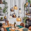 Koyoto Hanglamp, Kogellampje, Hanglamp Amber, Chroom, Duidelijk, Rookkleurig, 6-lichts