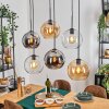 Koyoto Hanglamp, Kogellampje, Hanglamp Amber, Chroom, Duidelijk, Rookkleurig, 6-lichts