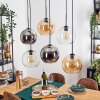 Koyoto Hanglamp, Kogellampje, Hanglamp Amber, Chroom, Duidelijk, Rookkleurig, 6-lichts