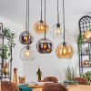 Koyoto Hanglamp, Kogellampje, Hanglamp Amber, Chroom, Duidelijk, Rookkleurig, 6-lichts