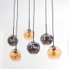 Ripoll Hanglamp, Kogellampje, Hanglamp Amber, Rookkleurig, 6-lichts