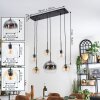 Koyoto Hanglamp, Kogellampje, Hanglamp Amber, Duidelijk, Rookkleurig, 6-lichts