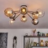 Koyoto Plafondlamp, Kogellampje 85 cm Amber, Chroom, Duidelijk, Rookkleurig, 8-lichts