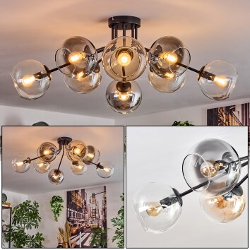 Koyoto Plafondlamp, Kogellampje 85 cm Amber, Duidelijk, Rookkleurig, 8-lichts