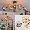 Koyoto Plafondlamp, Kogellampje 85 cm Amber, Chroom, Rookkleurig, 8-lichts