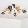 Koyoto Plafondlamp, Kogellampje 85 cm Amber, Chroom, Rookkleurig, 8-lichts
