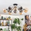 Koyoto Plafondlamp, Kogellampje 81 cm Amber, Chroom, Rookkleurig, 10-lichts