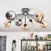 Koyoto Plafondlamp, Kogellampje 81 cm Amber, Chroom, Duidelijk, Rookkleurig, 10-lichts