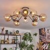 Koyoto Plafondlamp, Kogellampje 81 cm Amber, Chroom, Duidelijk, Rookkleurig, 10-lichts