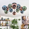 Ripoll Plafondlamp, Kogellampje Blauw, Groen, Koperkleurig, 12-lichts