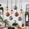 Gastor Hanglamp, Kogellampje, Hanglamp Amber, Chroom, Koperkleurig, Rookkleurig, 8-lichts