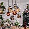 Gastor Hanglamp, Kogellampje, Hanglamp Amber, Chroom, Koperkleurig, Rookkleurig, 8-lichts
