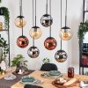 Gastor Hanglamp, Kogellampje, Hanglamp Amber, Chroom, Koperkleurig, Rookkleurig, 8-lichts