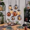 Gastor Hanglamp, Kogellampje, Hanglamp Amber, Chroom, Koperkleurig, Rookkleurig, 8-lichts