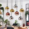 Gastor Hanglamp, Kogellampje, Hanglamp Chroom, Goud, Duidelijk, Koperkleurig, Rookkleurig, 8-lichts