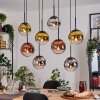 Gastor Hanglamp, Kogellampje, Hanglamp Chroom, Goud, Duidelijk, Koperkleurig, Rookkleurig, 8-lichts