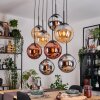 Gastor Hanglamp, Kogellampje, Hanglamp Amber, Chroom, Koperkleurig, Rookkleurig, 8-lichts