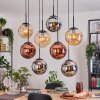 Gastor Hanglamp, Kogellampje, Hanglamp Amber, Chroom, Koperkleurig, Rookkleurig, 8-lichts