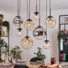 Gastor Hanglamp, Kogellampje, Hanglamp Amber, Chroom, Duidelijk, Rookkleurig, 8-lichts