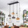 Koyoto Hanglamp, Kogellampje, Hanglamp Amber, Duidelijk, Rookkleurig, 6-lichts