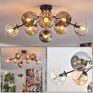 Ripoll Plafondlamp, Kogellampje Amber, Duidelijk, Rookkleurig, 8-lichts
