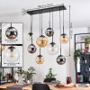 Gastor Hanglamp, Kogellampje, Hanglamp Amber, Chroom, Duidelijk, Rookkleurig, 8-lichts