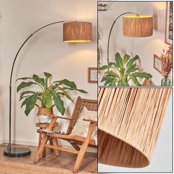Granja Staande lamp, Booglampen Chroom, Zwart, 1-licht